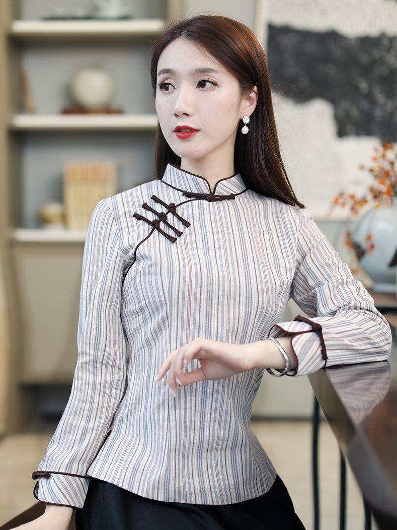 唐装中国风女装旗袍式上衣棉麻复古原创佛系年轻茶服中式女装