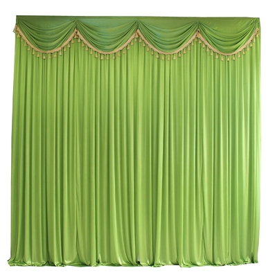 新款中式婚庆背景纱幔布置装饰中式婚礼舞台红色背景布幔帷幔布置