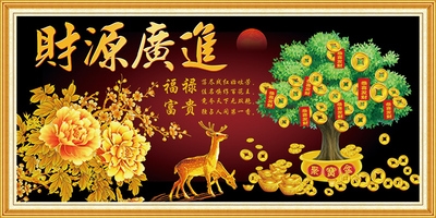 财源广进装饰画生意兴隆贴画店铺酒店开业墙贴纸招财进宝客厅挂画