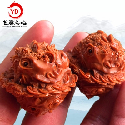 核桃雕刻招财金蟾财源滚滚文玩核桃把玩摆件手玩非橄榄b核雕