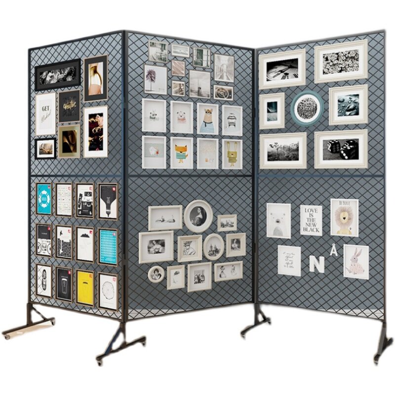 折叠移动网格架幼儿园画展作品折叠展示架铁艺网架书法绘画展示架