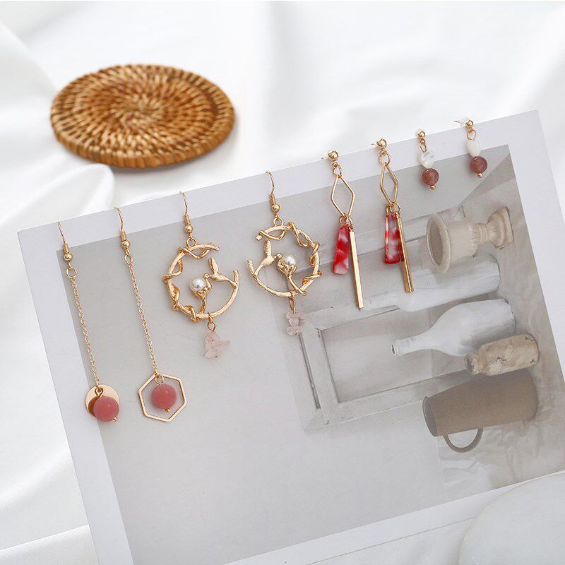 潮流不对称洋气圆圈小号女h式气质耳垂生日街头挂钩耳环复古新款