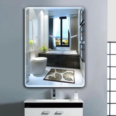 平面美式新款式免i打孔浴室镜卫生间镜子壁挂新古典自粘小北欧风