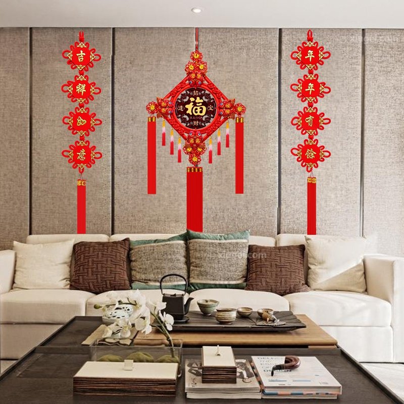 桃木t镇宅中国结客厅挂件大号平安节对联福字春节过年家居背景装