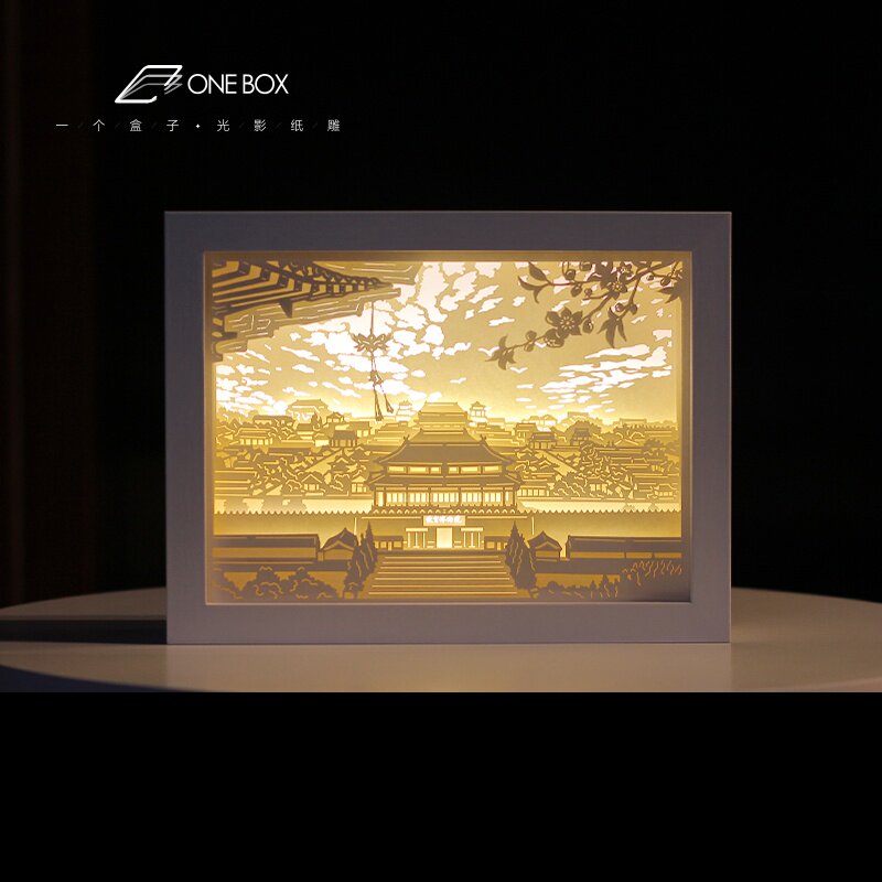 光影纸雕灯中国风古风成品淘宝故宫文创立体台灯创意礼品定制图纸