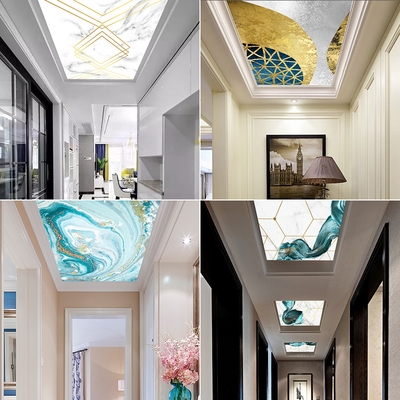 艺术玻璃吊顶装饰客厅玄关走廊过道亚克力透光板天花顶部x造型镂