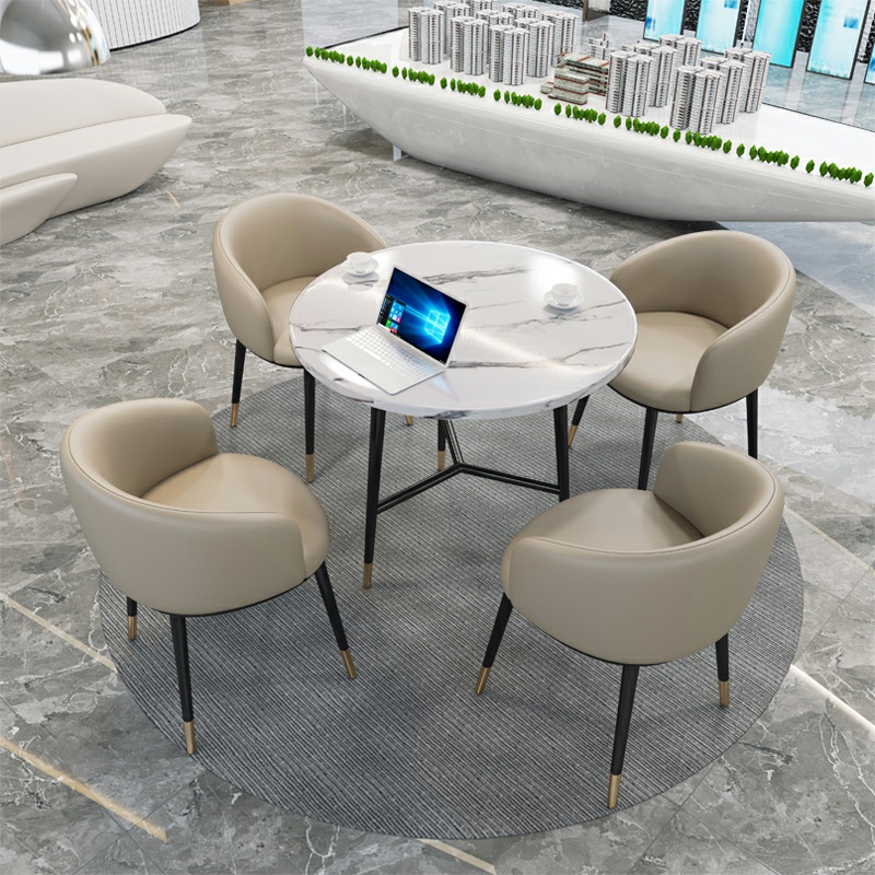 洽谈j桌椅组合休息区售楼处会客实木接待休闲北欧简约小圆餐桌