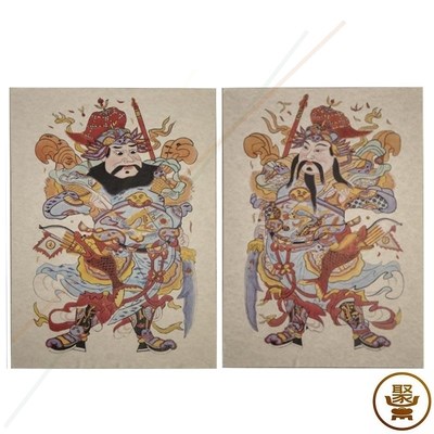 年画春节装饰客厅复古怀旧传统纸画e喜庆过年门画门神门贴高档老