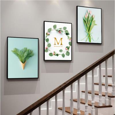 现代简约客厅楼道楼梯墙面走廊过道装饰画壁画北欧f挂画有框免打