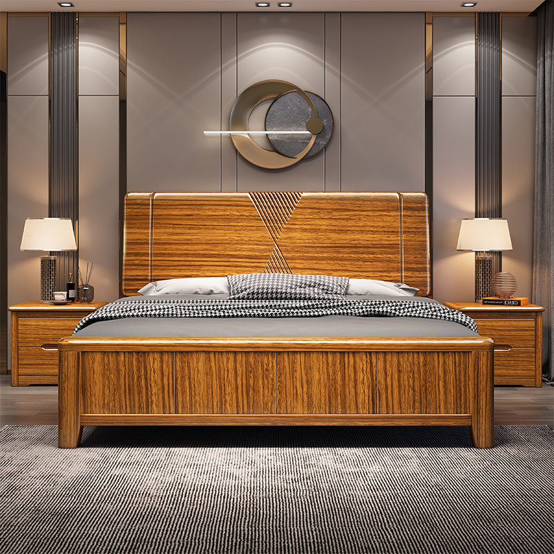 乌金木实木床18米中式双人大床现代简约15米高箱储物轻奢双人床