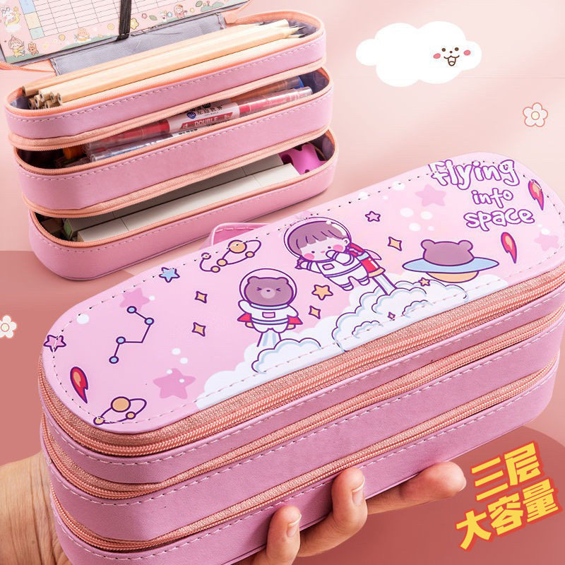 学生文具袋少女心ins风日系双层创意男儿童韩国女孩可爱小众男铅笔盒