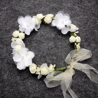 女士度假运动会韩式玫瑰头上戴的仙手工小女孩花环头饰儿童婚纱新
