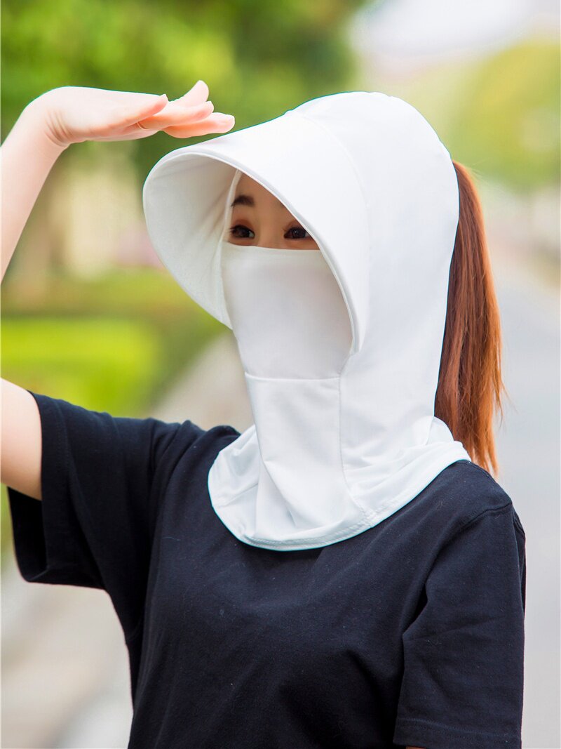 夏季练车面部防晒脸罩护颈脖一体口罩面巾女冰丝全脸防紫x外线面