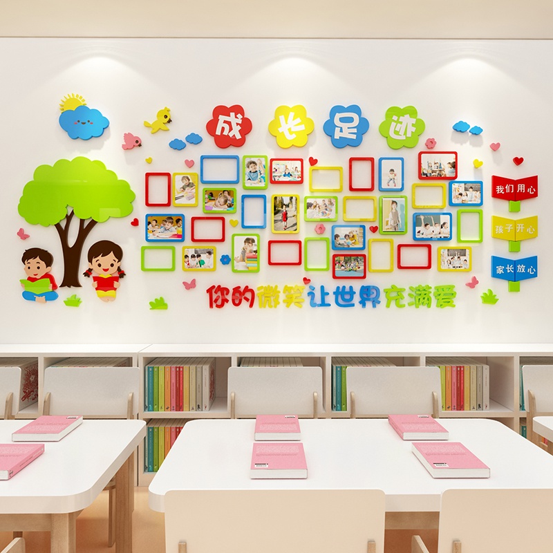 幼儿园墙面装饰宝宝照片墙贴纸创意个性环创主题背景班级教室布r