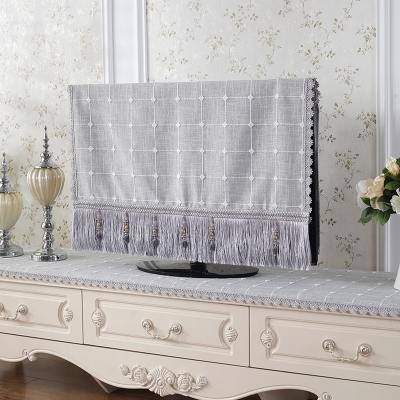 电视柜罩液晶电视机罩欧n式布艺台布挂式电视机套556065英寸防尘