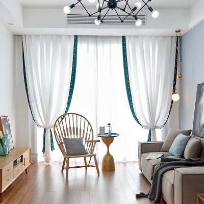 纱窗纱头高档飘轻客厅卧室白纱窗帘
