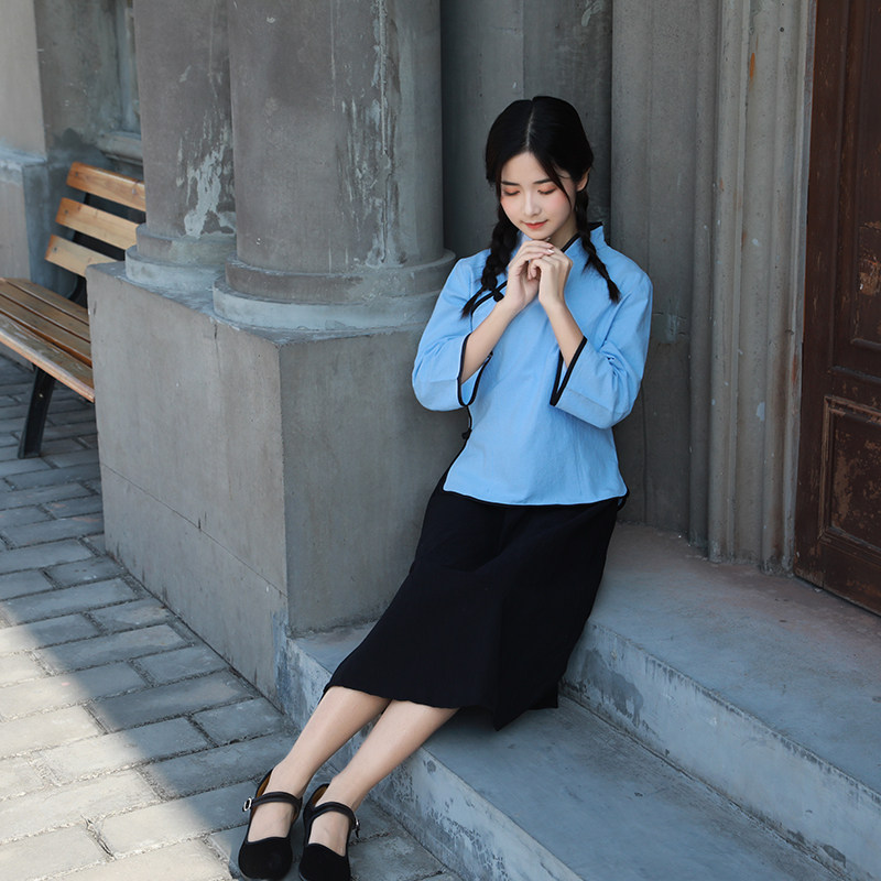 民国风学生装男女五四青年毕业班校服国民中山装合唱舞台演出服装