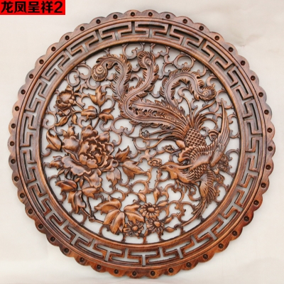 东阳木雕挂件实木中式仿古e装修花窗花格门窗墙壁装饰画圆形隔断