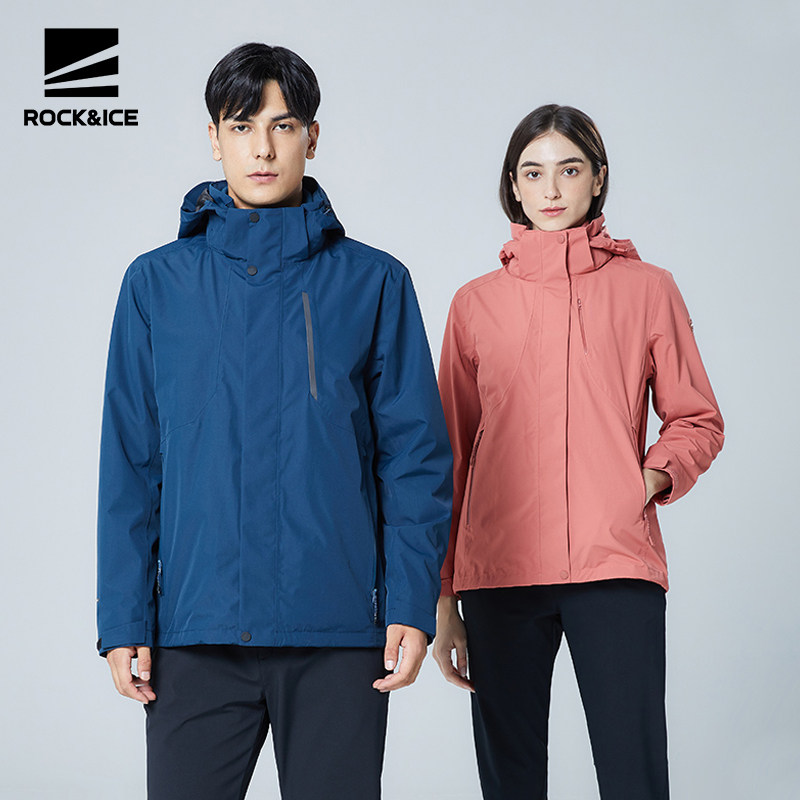 rockice冲锋衣外套女三合一男可拆卸抓绒户外秋冬防水防风登山服y