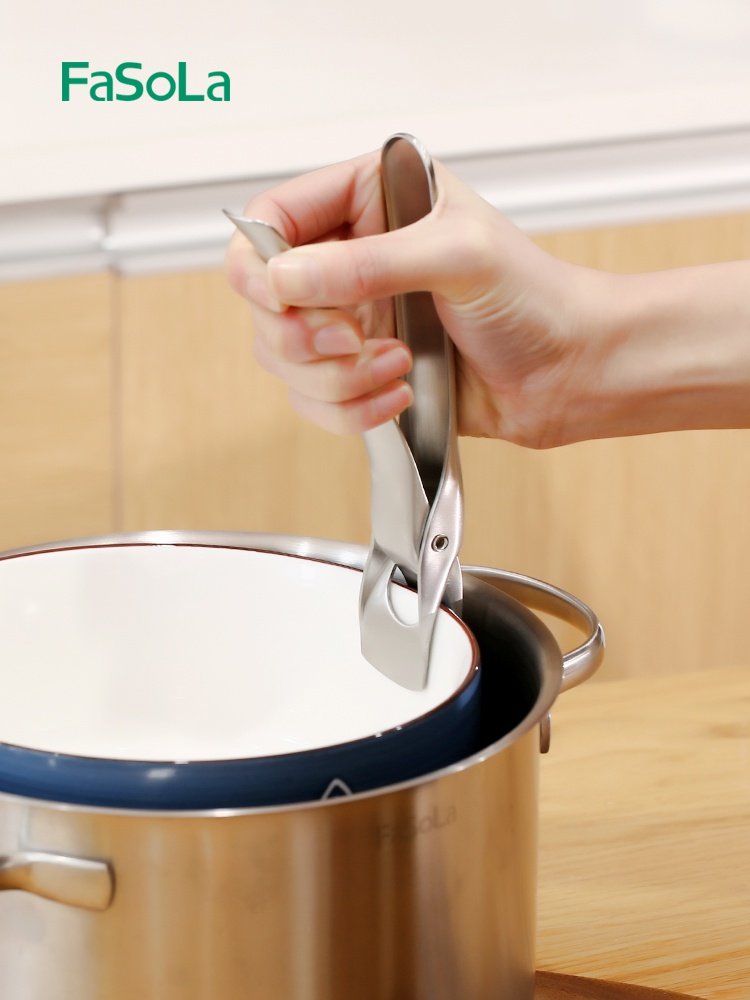 日本家用防滑不锈钢蒸夹取盘夹器提盆盘碗夹子防烫砂锅厨房工具