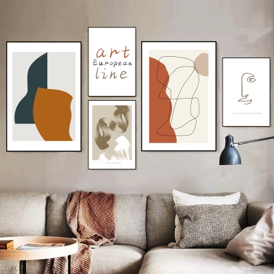 笔画a手绘墙装设计师线条个性款简h抽象客厅照片.卧室挂画