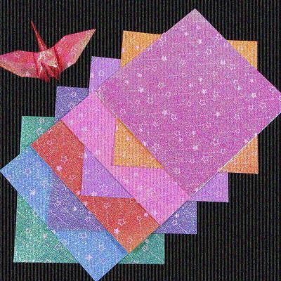正方形折纸印花闪光珠光纸闪光彩纸不掉粉亮光折纸手工制作材料