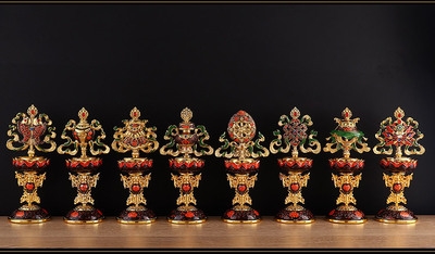 藏传密宗法器八吉祥摆件吉祥八宝m摆件佛具八瑞相佛堂佛教用品