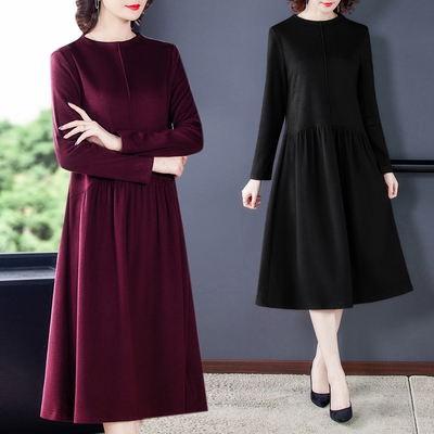 长裙针织大码女装减龄s冬款秋冬装气质连衣裙子金丝绒配大衣的
