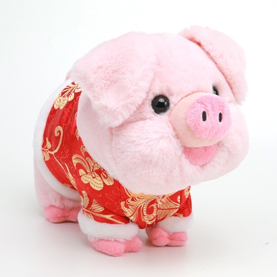 宝宝猪年吉祥物公仔毛绒玩具p充电会唱歌走路爬行叫的电动小猪玩