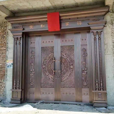 纯铜t门别墅大门双开门对开门子母门家用乡村庭院农村进户真铜单