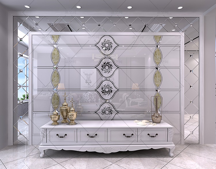 工艺玻璃电视背景墙艺术拼镜图片