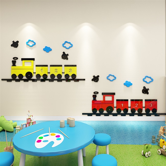 幼儿园卡通小火车立体墙贴儿童房间布置贴画男孩卧室墙面装饰床头