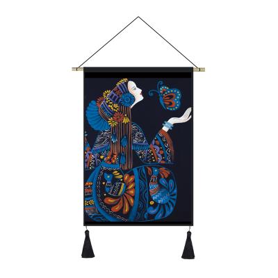 中式挂毯装饰p少数民族布艺挂画客厅卧室墙面挂布无框布画云南苗