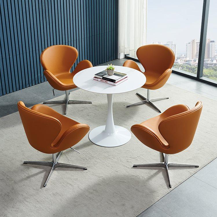 创意办公室休l息区展厅商务岩板洽谈桌椅组合简约接待会客谈判桌