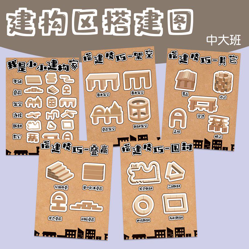 幼儿园小中大班建构区搭建技巧带胶贴纸环创主题其他手工制作