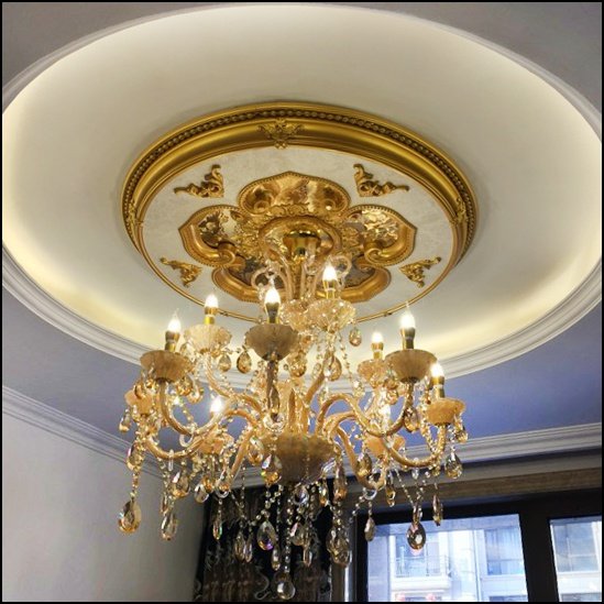 欧式灯池客厅吊顶造型天花板灯盘装饰材料非石膏线条吊顶线x143