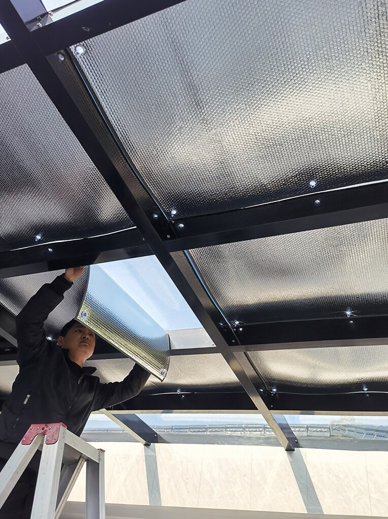 阳光房遮阳顶帘隔热防晒布室外棚玻璃