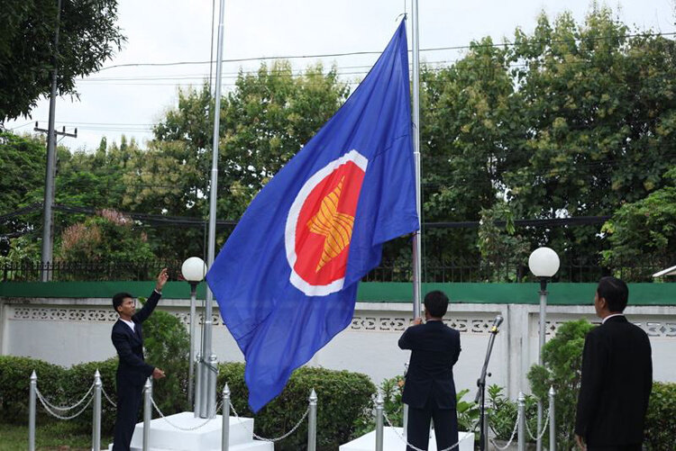 包邮144cm4号东南亚国家联盟东盟旗帜四号asean洒水