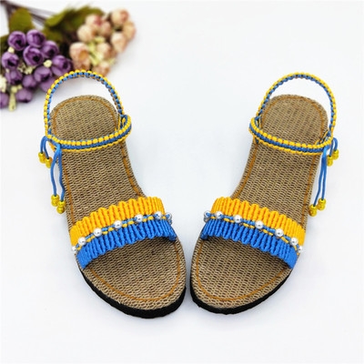 亚麻坡跟凉鞋材料包手工编织拖鞋中国结线五号线手编丝线夏女家居