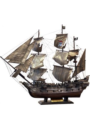 大号黑珍珠号加勒比海盗船帆船模型复古怀旧实木工艺船摆件手工 券