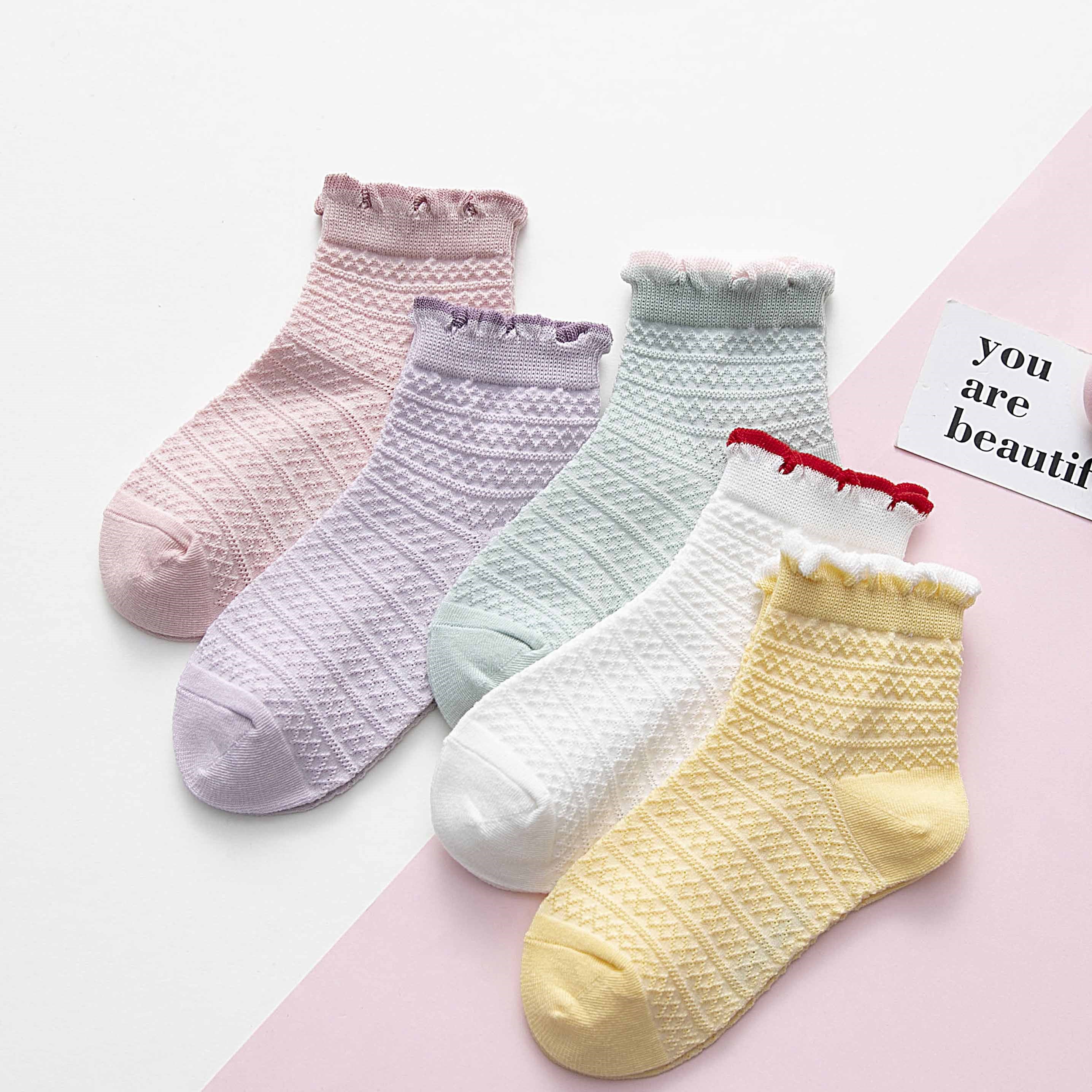 女童花边袜子蕾丝公主袜儿童夏季薄款纯棉春秋天透气宝宝白色短袜