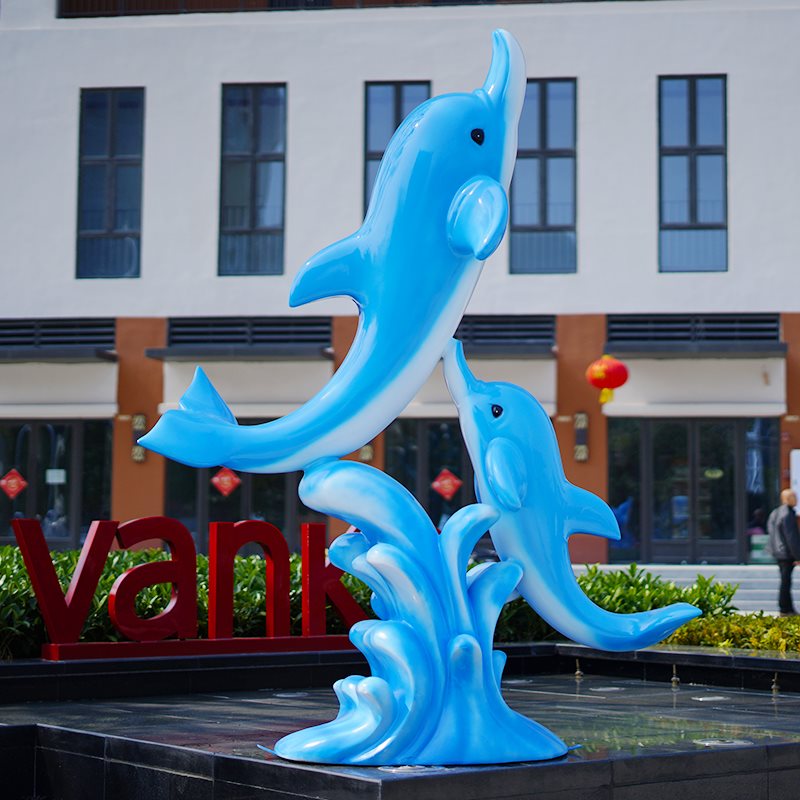 海豚雕塑玻璃钢动物雕塑户外公园景区水池海洋馆喷泉景观装饰摆件