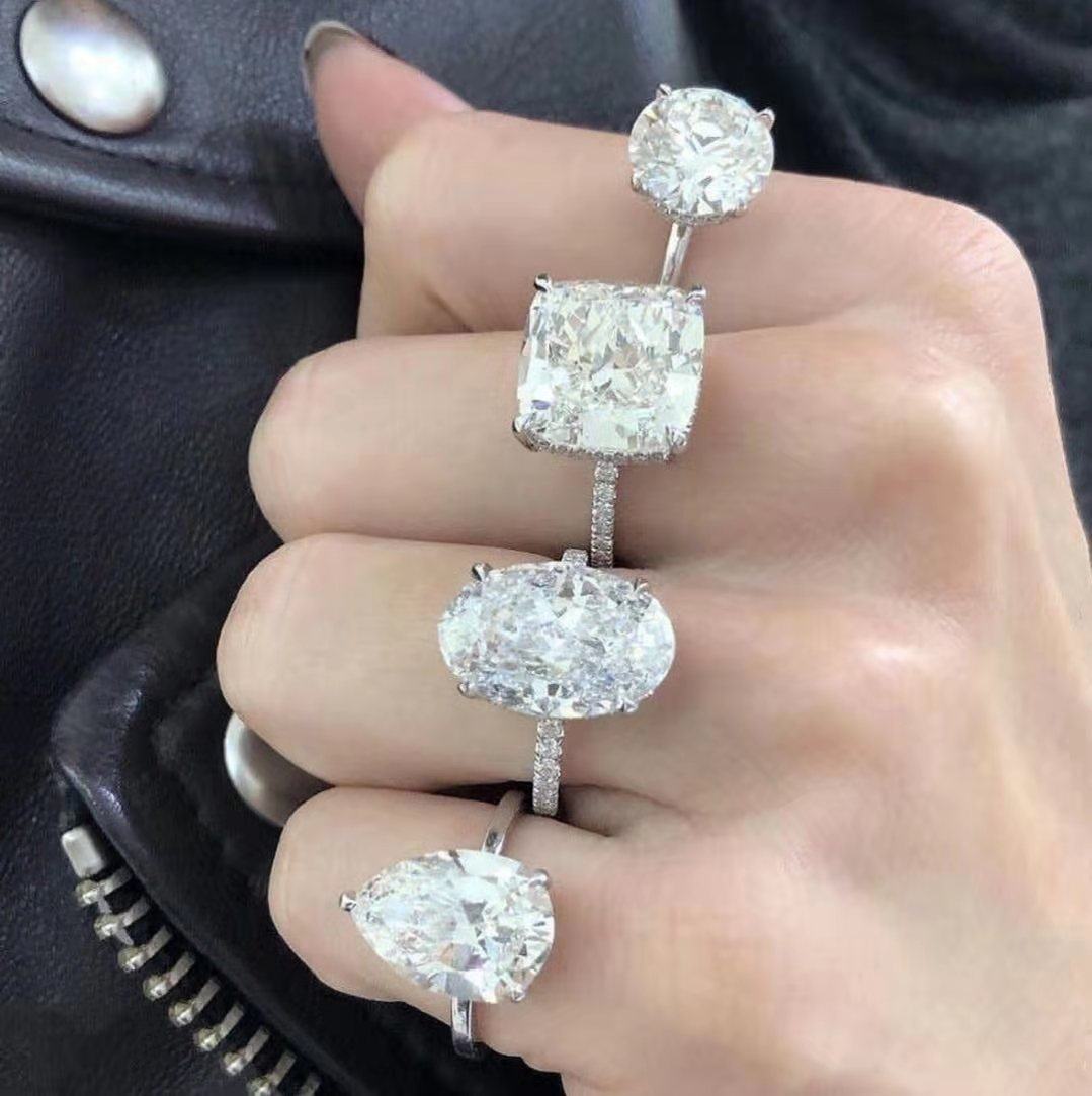 【ddoriss】潘星婷高碳钻莫桑钻925银标火彩钻戒戒指