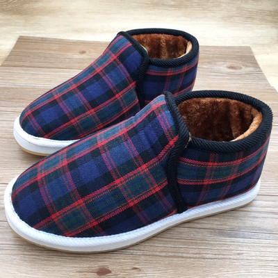 老北京布鞋格子棉鞋图片