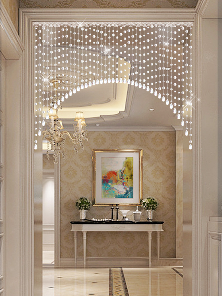 珠帘现代简约轻奢玄关入户隔断复古水晶短门帘隔断帘客厅装饰玻.