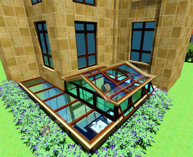 玻璃遮阳露台封天井下跃式全铝阳光房下沉小院采光井德高瓦顶天窗