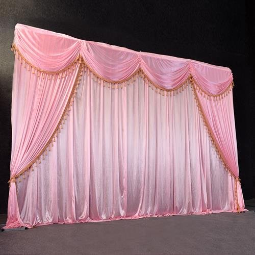 新款中式婚庆背景纱幔布置装饰中式婚礼舞台红色背景布幔帷幔布置