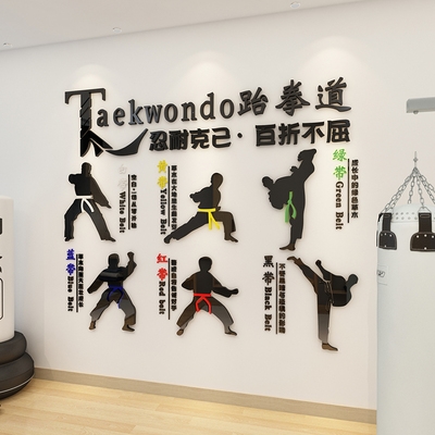 武术道馆文化墙励志墙贴标语亚克力3d立体跆拳道拳击墙面装饰布
