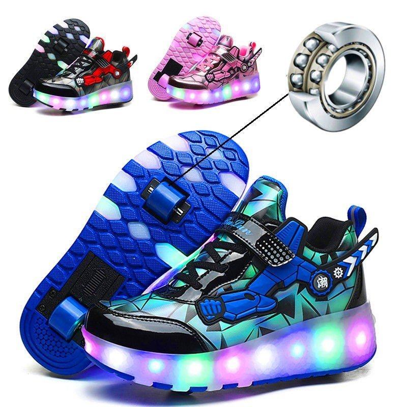 学生暴走鞋儿童双轮四轮闪灯可走路运动轮滑鞋男童女童带轮子鞋男