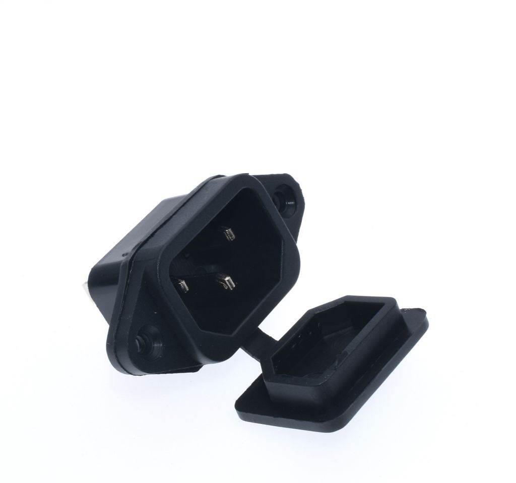 带防水 防尘盖 ac品字电源插座 带耳朵螺丝c14公座 电动车充电